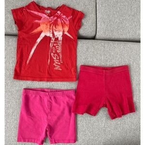 77 Kids T-Shirt, Gymboree Red Bike Shorts, Circo Pink Bike Shorts 3T